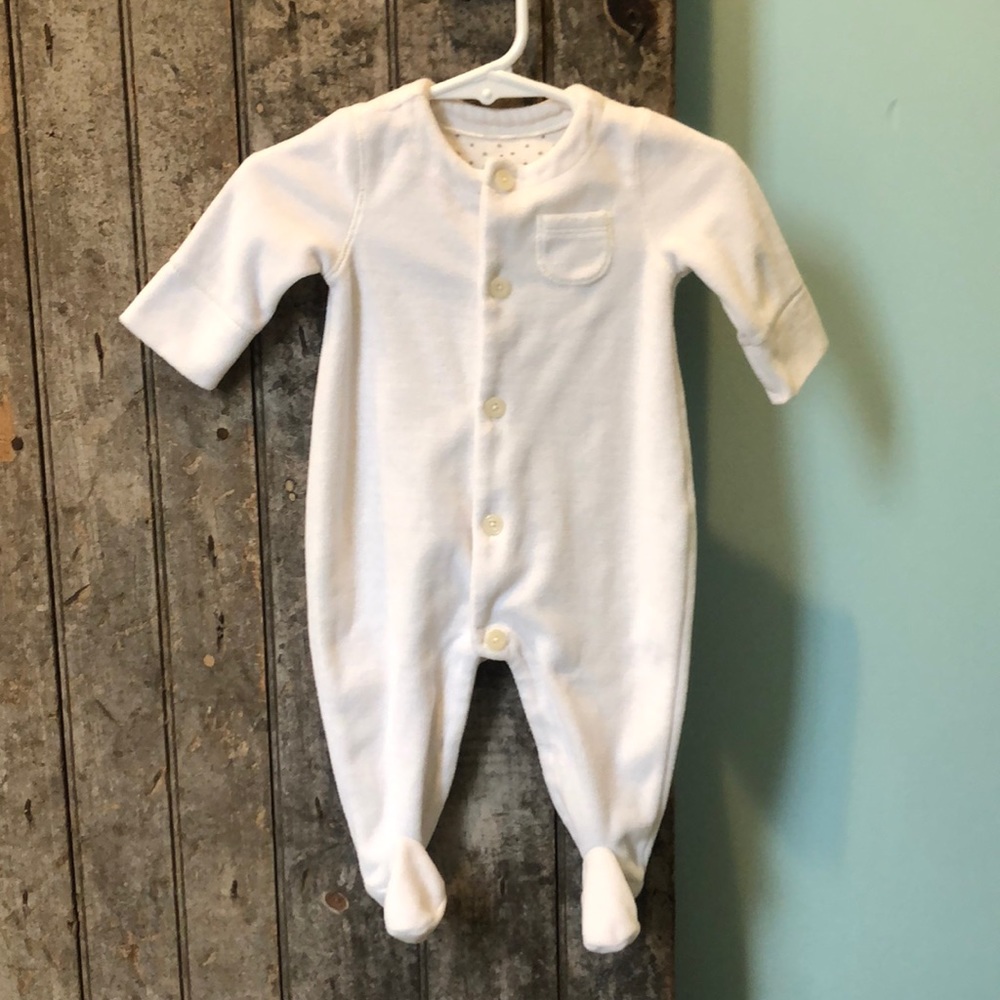 Baby Gap light cream velour footie